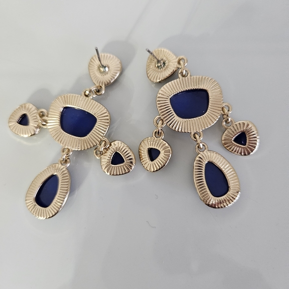 Cobalt Blue Dangly Earrings - Picture 3 of 5